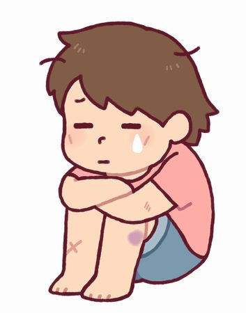 傷ついた男の子の絵